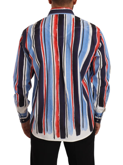 Elegant Striped Cotton Shirt with Pockets