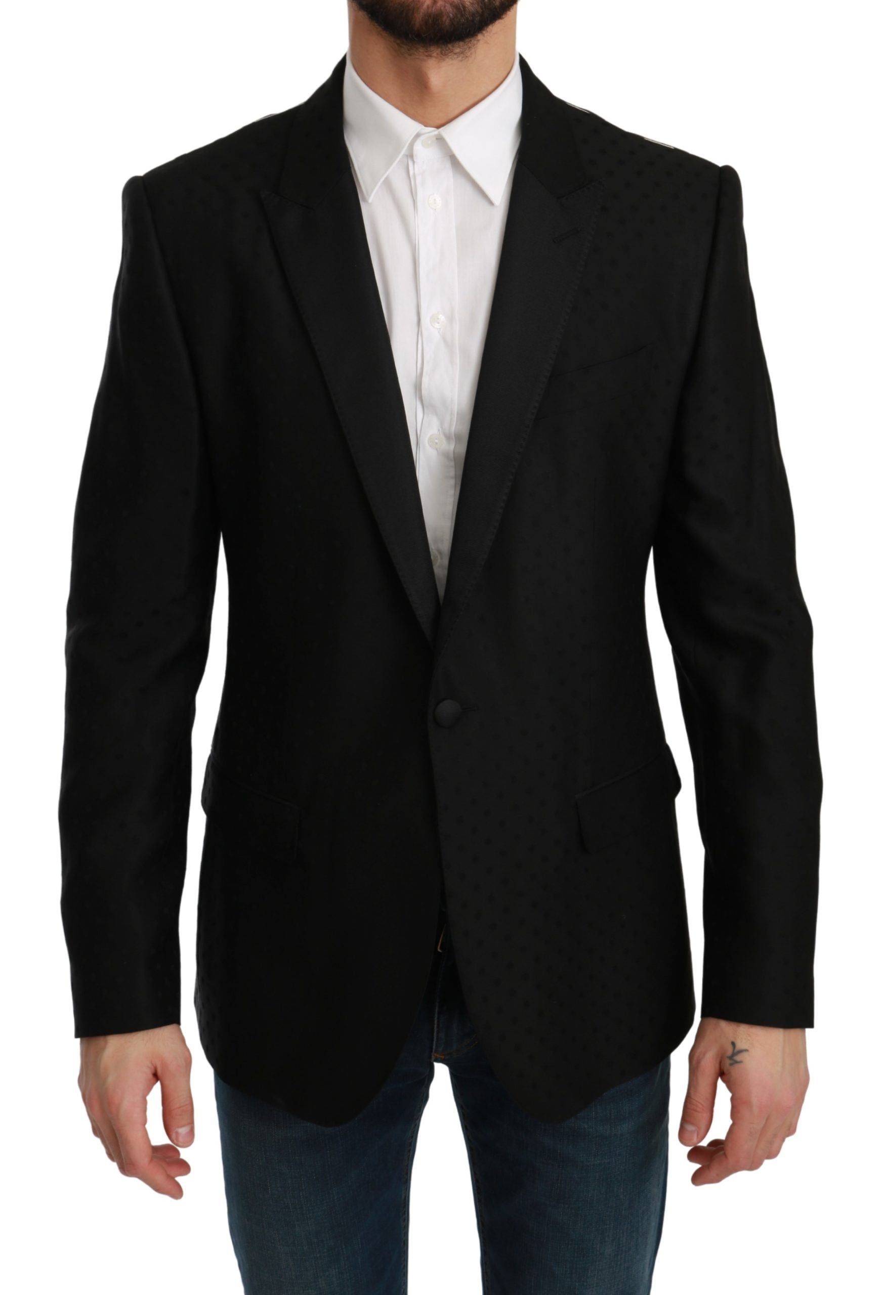 Polka Dotted Slim Fit Martini Jacket