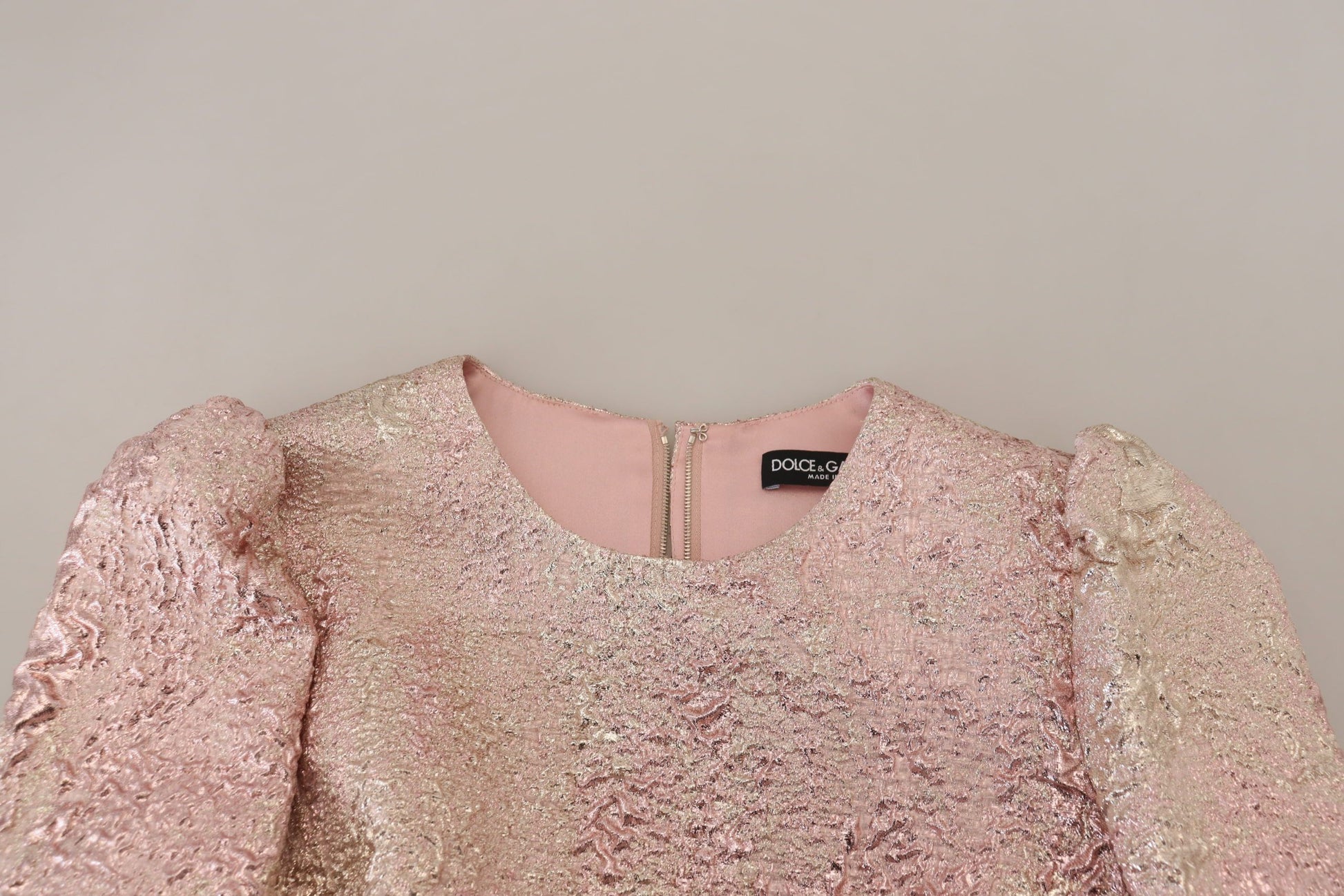 Elegant Pink Jacquard Midi Sheath Dress