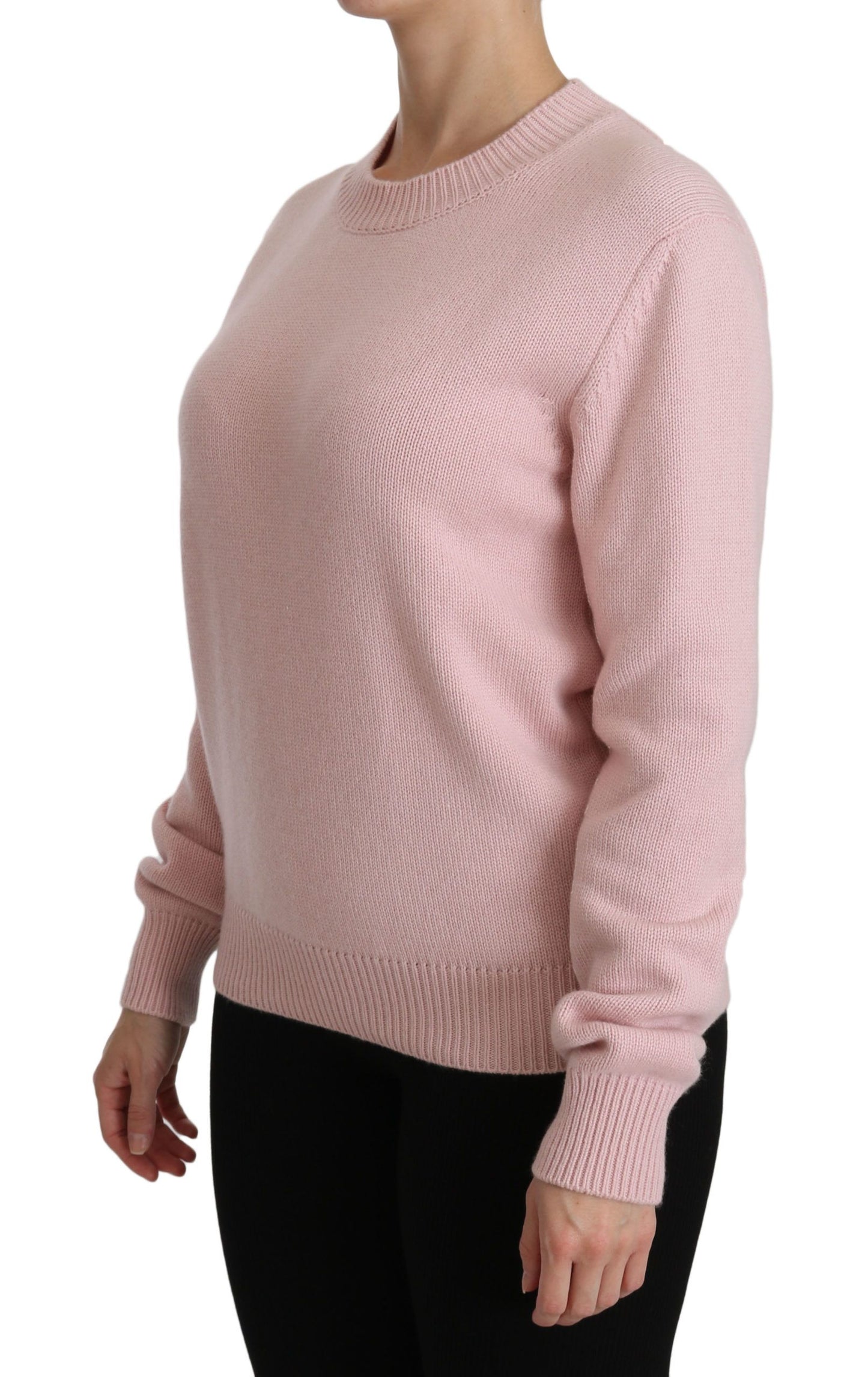 Cashmere-Blend Pink Crew Neck Sweater