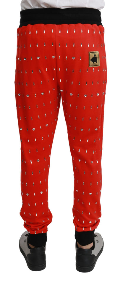 Chic Red Piggy Bank Print Sweatpants