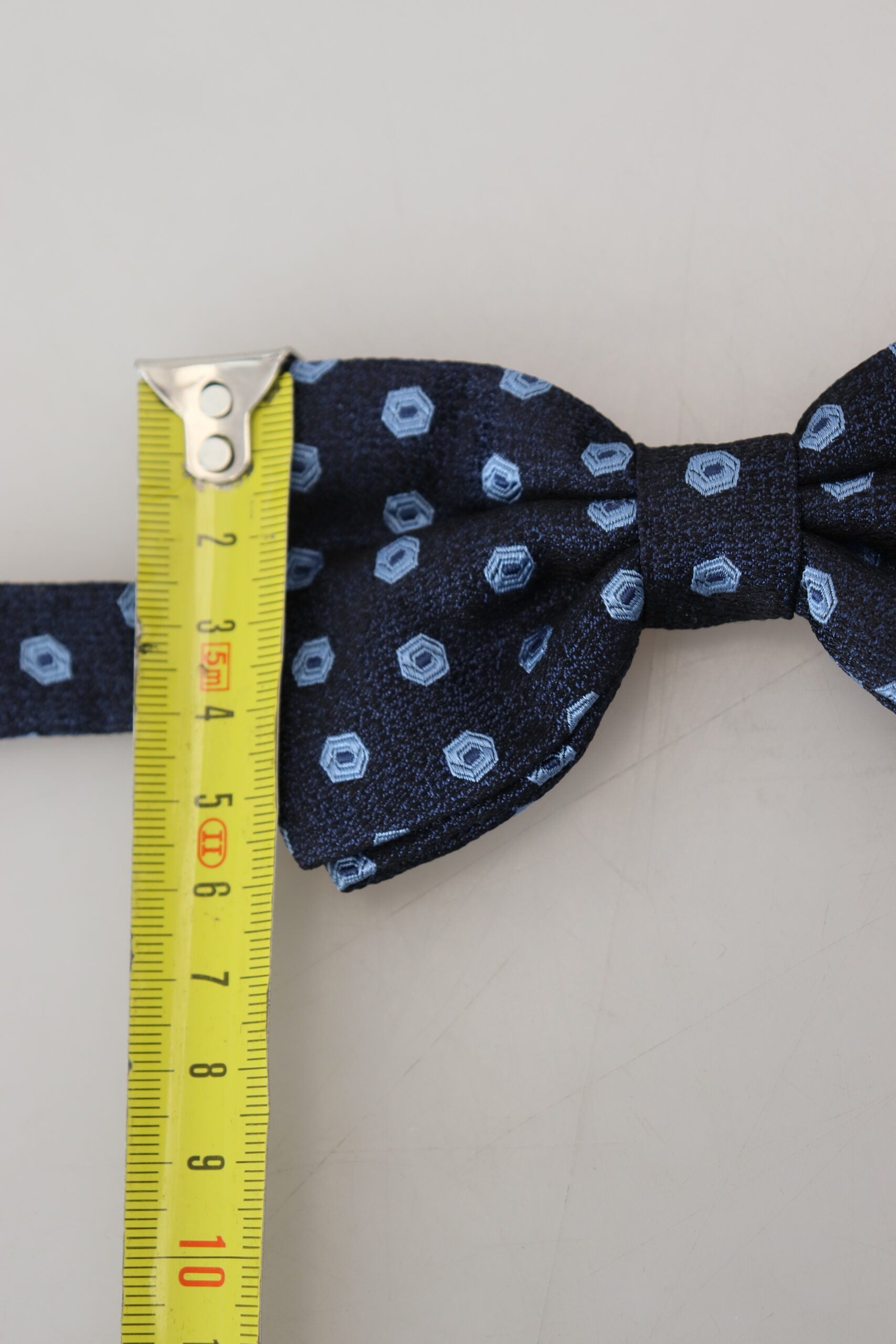 Elegant Blue Patterned Silk Bow Tie