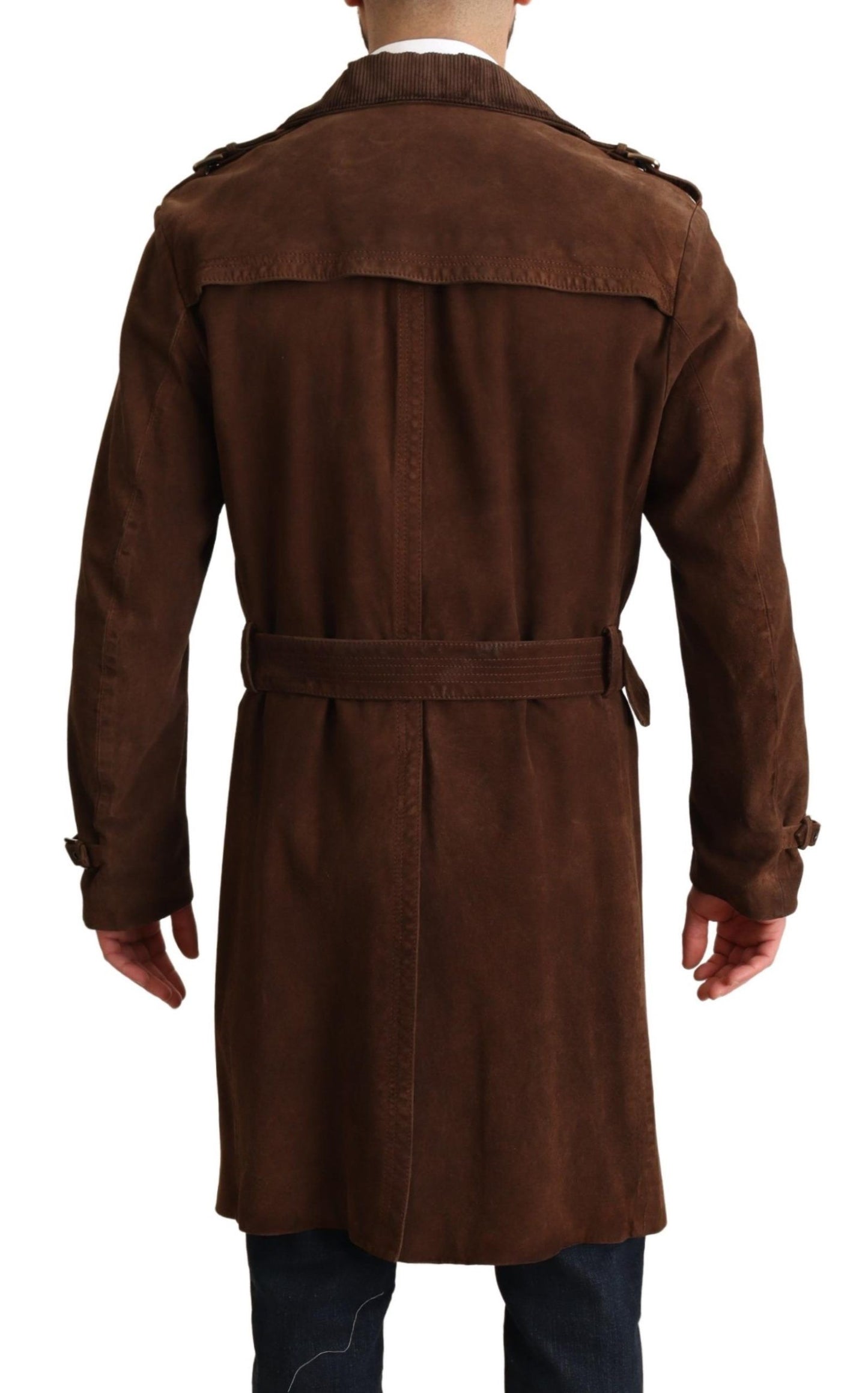 Classic Brown Leather Trench Coat