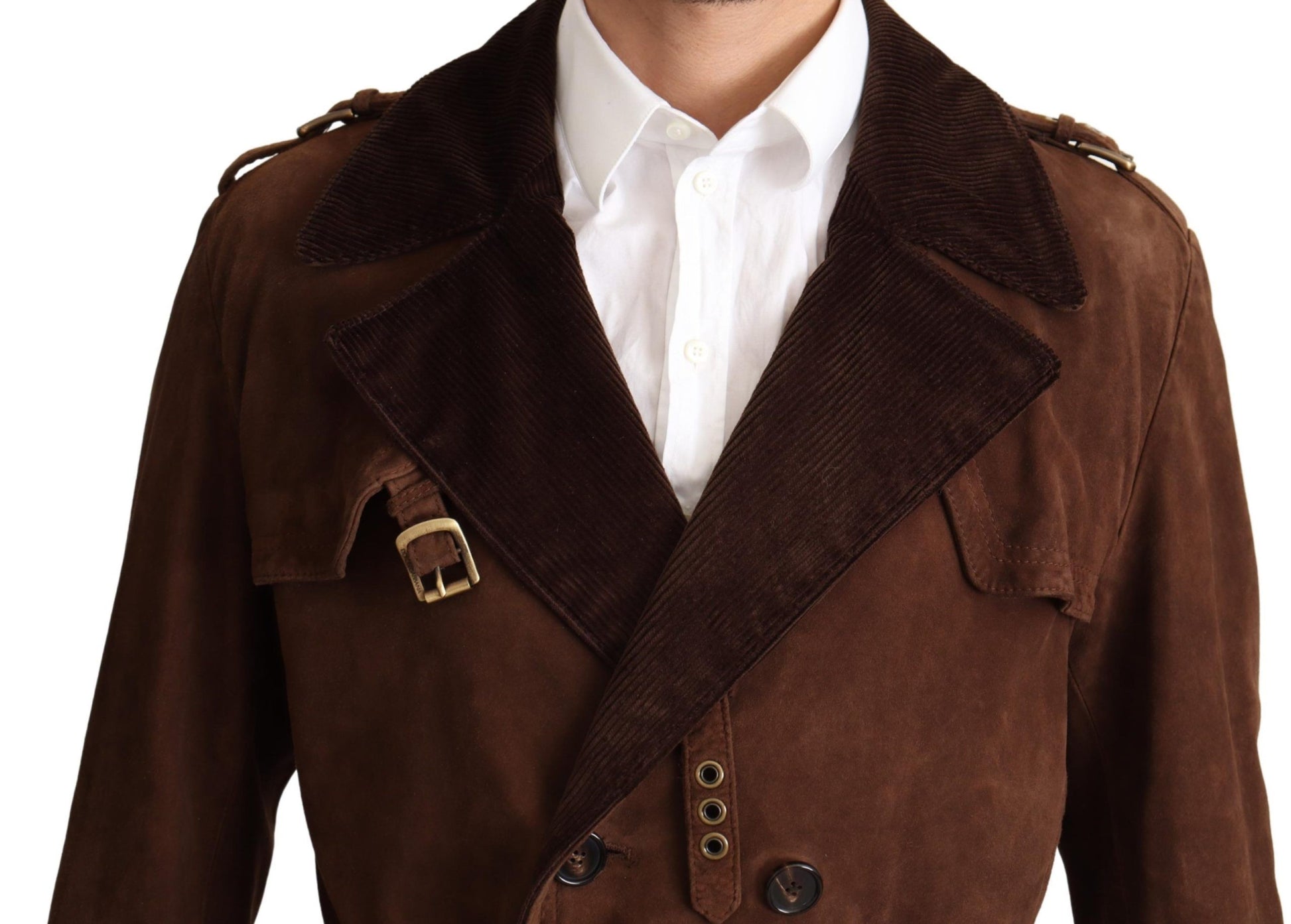 Classic Brown Leather Trench Coat