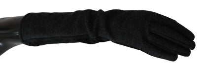 Elegant Mid-Length Wool Gloves in Black