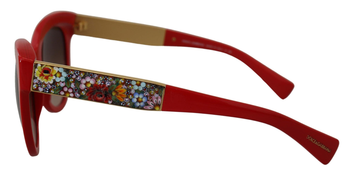 Elegant Red Mosaico Cat-Eye Sunglasses