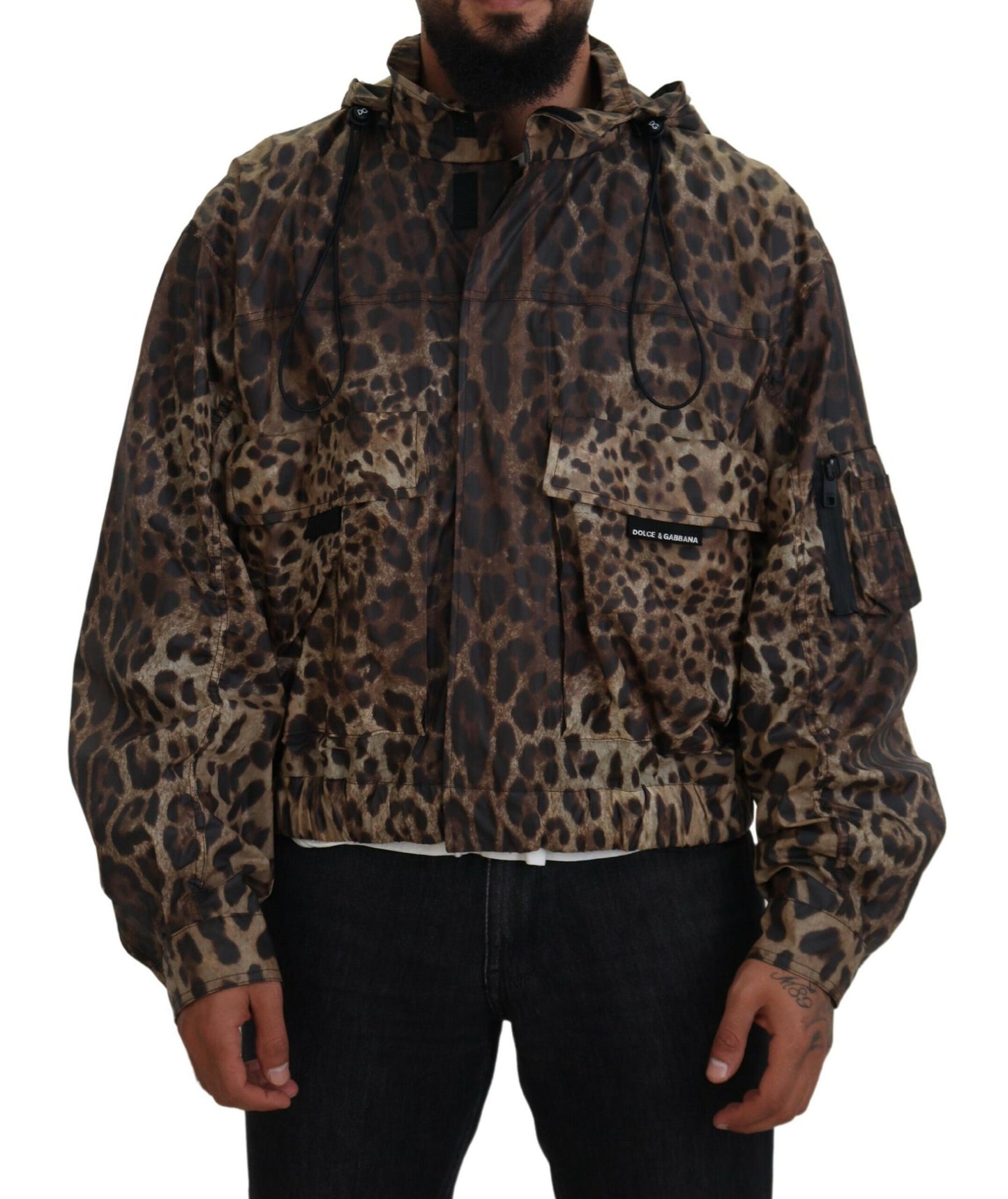 Elegant Leopard Print Hooded Jacket