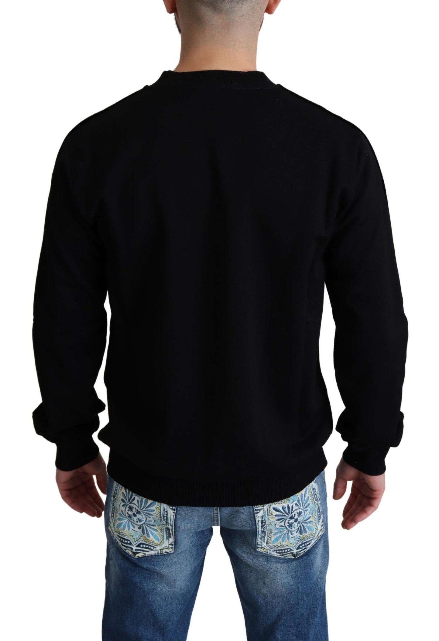 Black Cotton Crown Pullover Mens Sweater