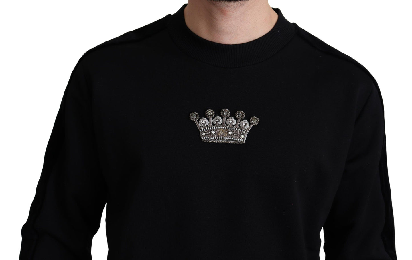 Black Cotton Crown Pullover Mens Sweater