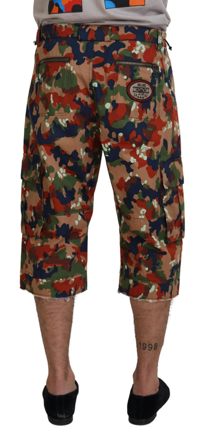 Italian Designer Multicolor Cargo Shorts