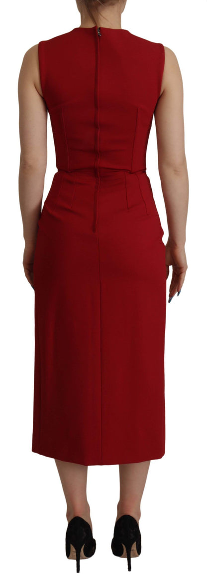 Elegant Red Bodycon Midi Dress
