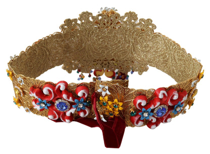 Gold-Tone Floral Crystal Waist Belt