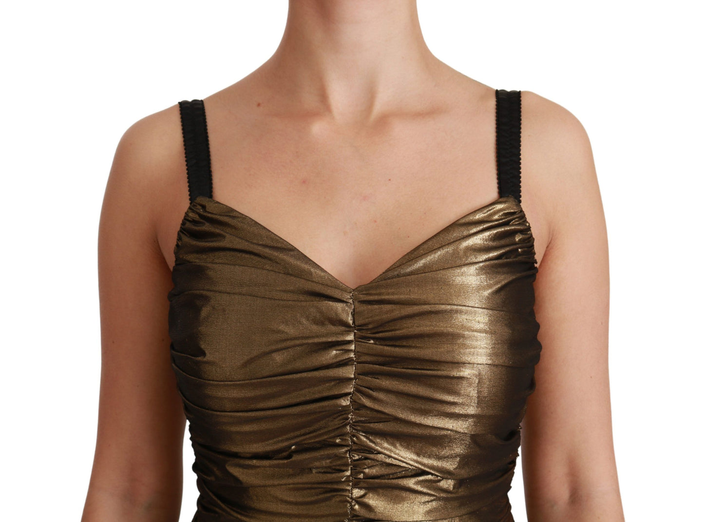 Gold Stretch Lame Ruched Dress
