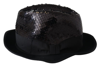 Elegant Black Sequin Fedora Hat