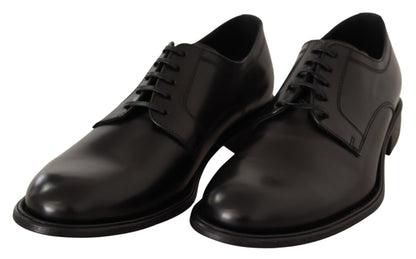 Elegant Black Leather Formal Derby Shoes