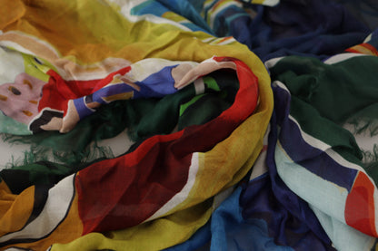 Elegant Multicolor Silk Blend Square Scarf