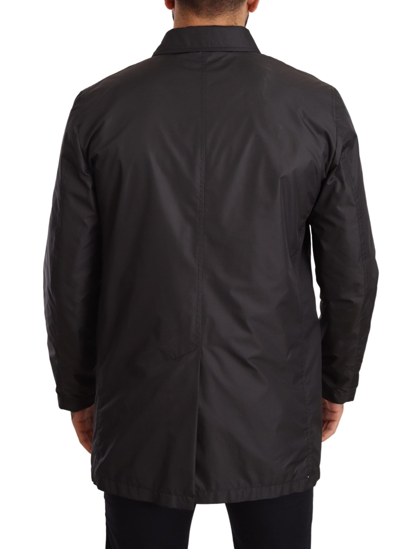 Elegant Black Trench Coat for Sophisticated Men