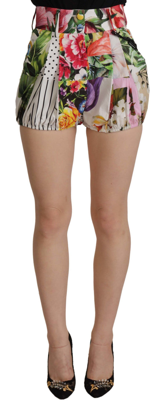 Multicolor Majolica Floral High-Waist Shorts
