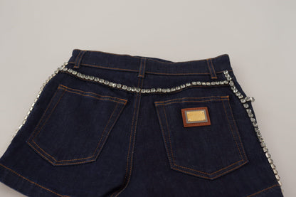 Chic High Waist Hot Pants Shorts with Crystal Detailing