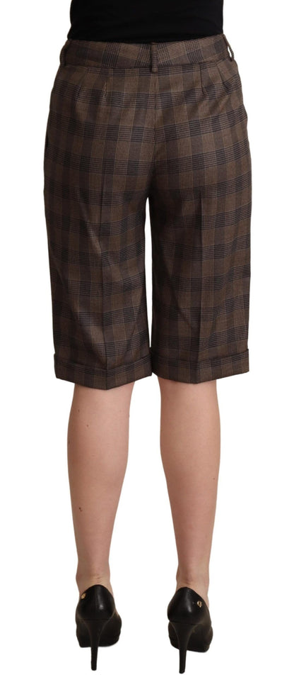 Checkered Wool Bermuda Shorts in Brown
