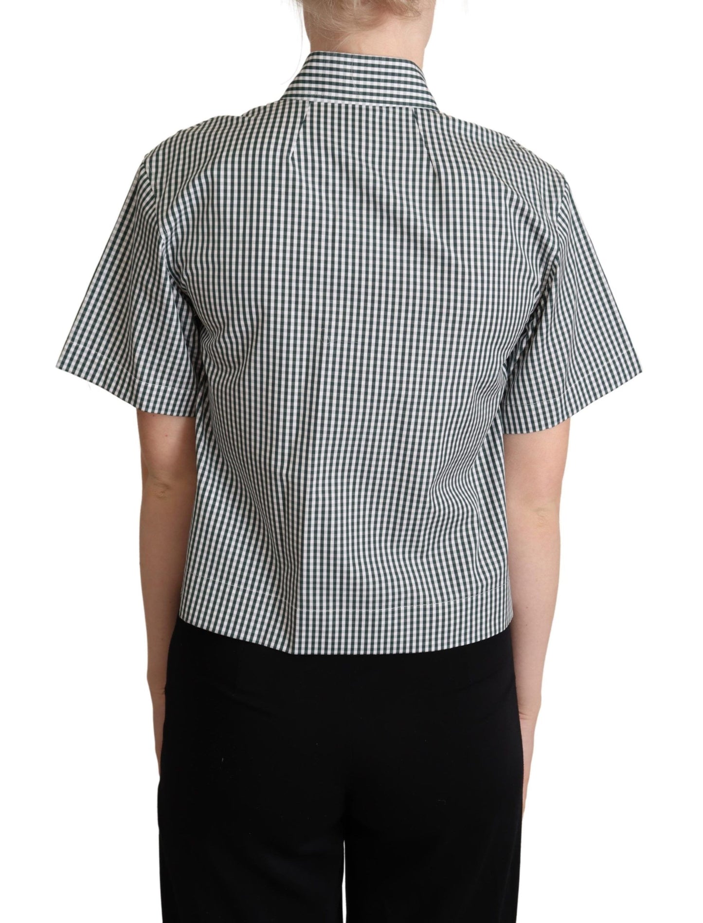 Elegant Checkered Cotton Polo Top