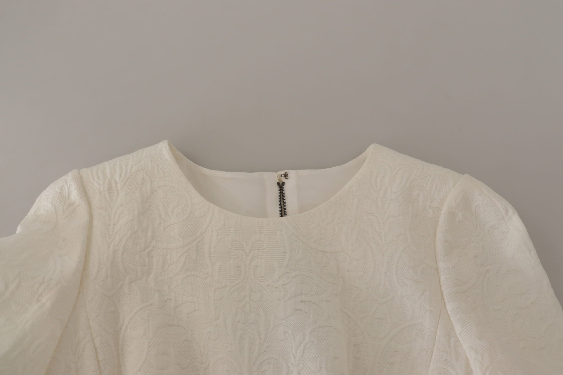Exquisite Jacquard Midi Dress in White