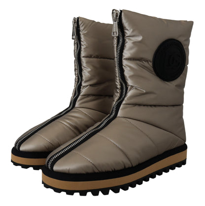 Silver Platino Mid Calf Designer Boots
