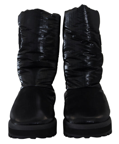 Elegant Mid-Calf Boots in Black Polyester
