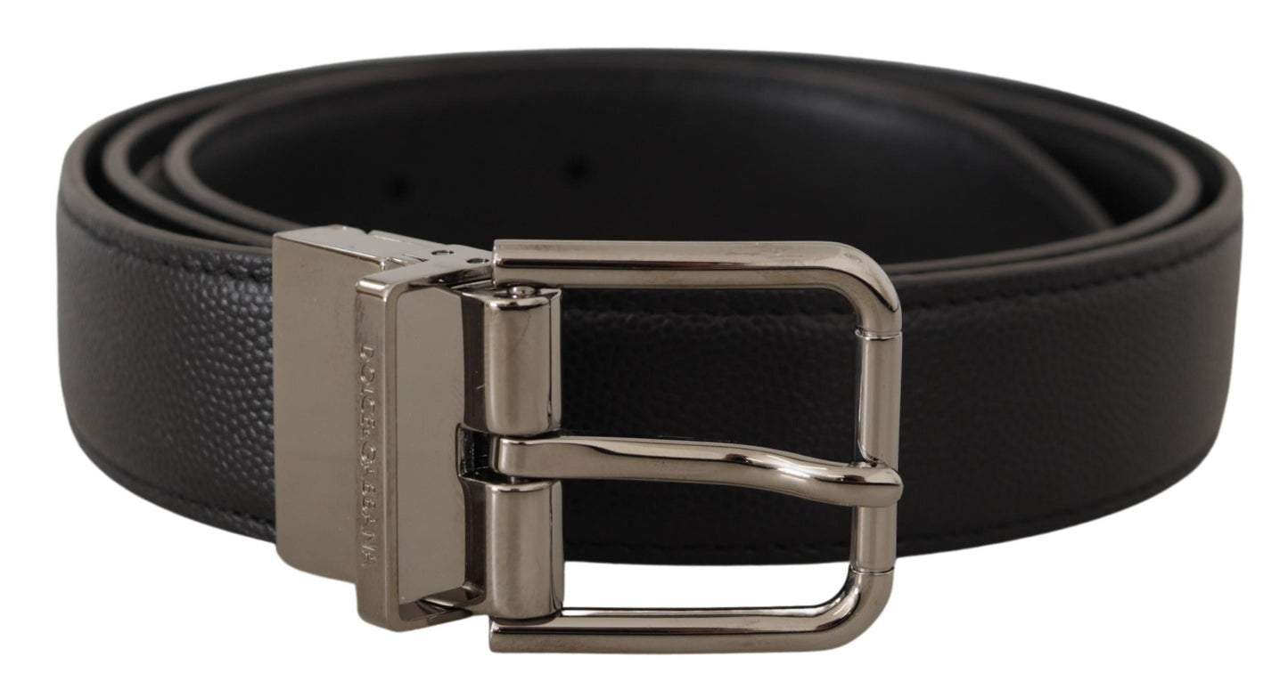 Elegant Black Leather Buckle Belt