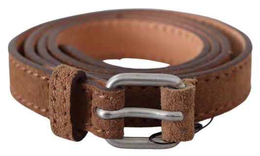 Elegant Slim Leather Waist Belt in Brown