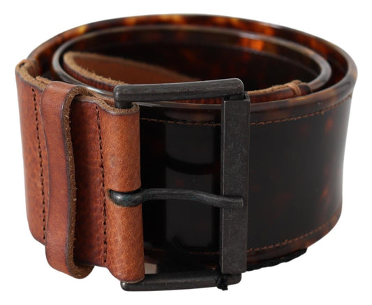 Elegant Dark Brown Leather Belt with Vintage Buckle