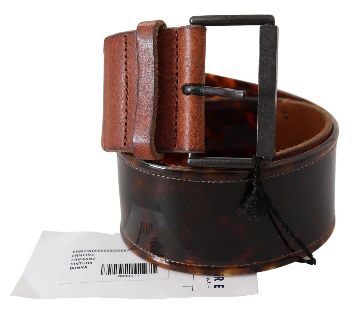Elegant Dark Brown Leather Belt with Vintage Buckle