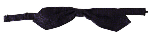 Elegant Blue Geometric Silk Bow Tie