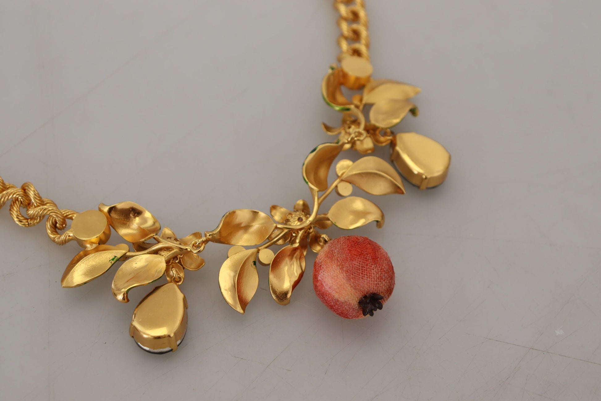 Elegant Floral Fruit Motif Gold Necklace