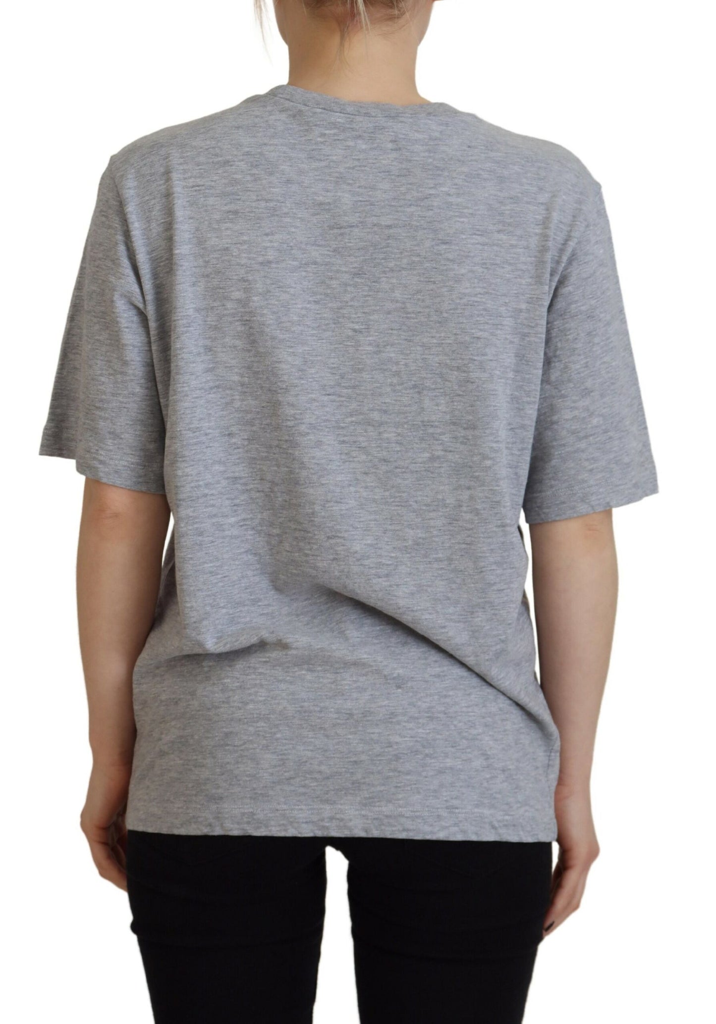 Gray Logo Cotton Crewneck Short Sleeve Tee T-shirt