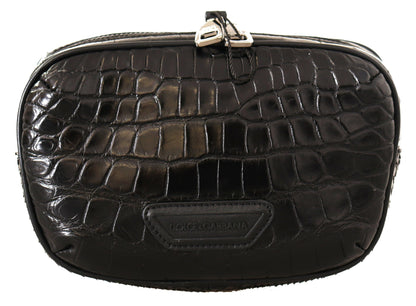 Elegant Caiman Leather Fanny Waist Pouch