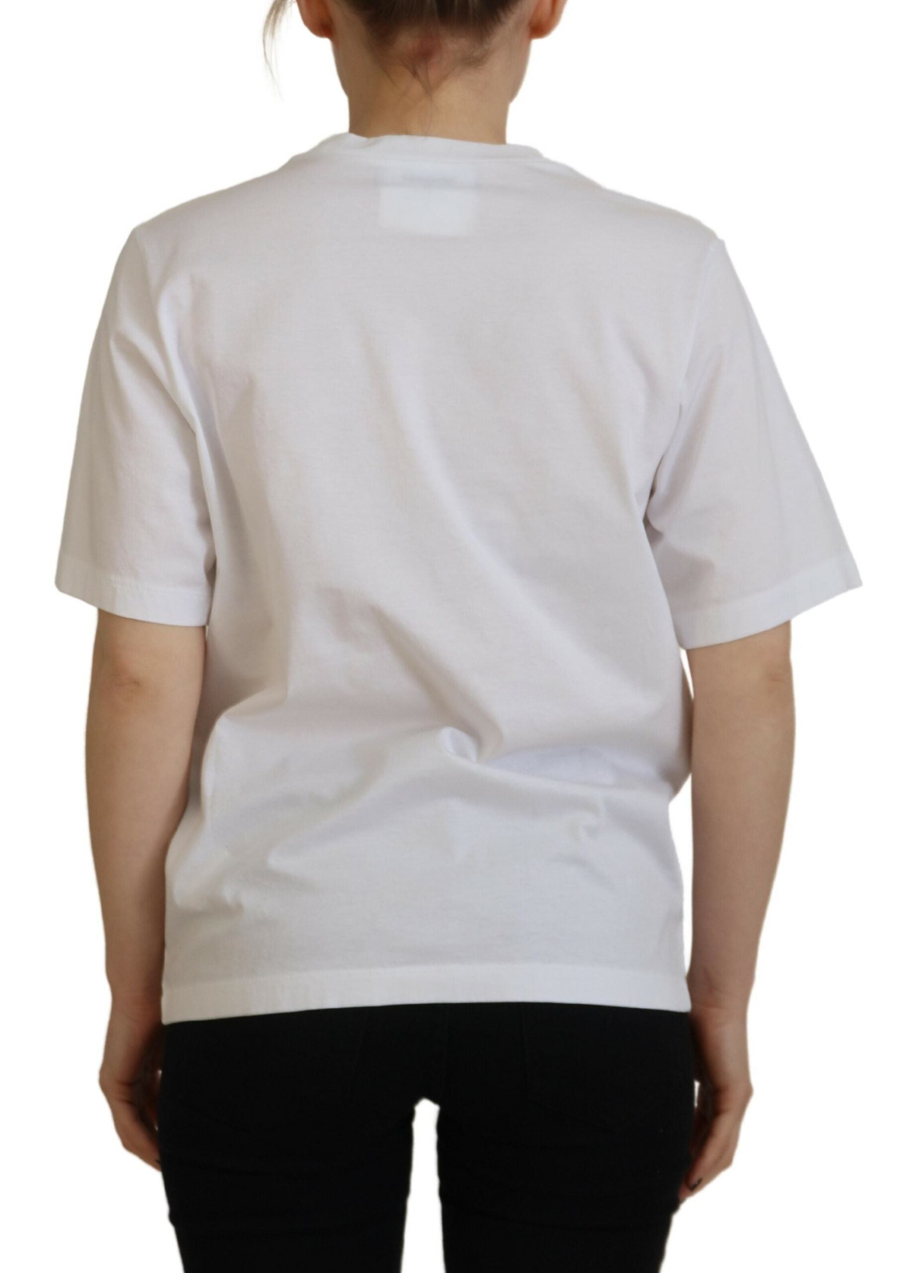 White Cotton Shiny Icon East Tee Crewneck T-shirt