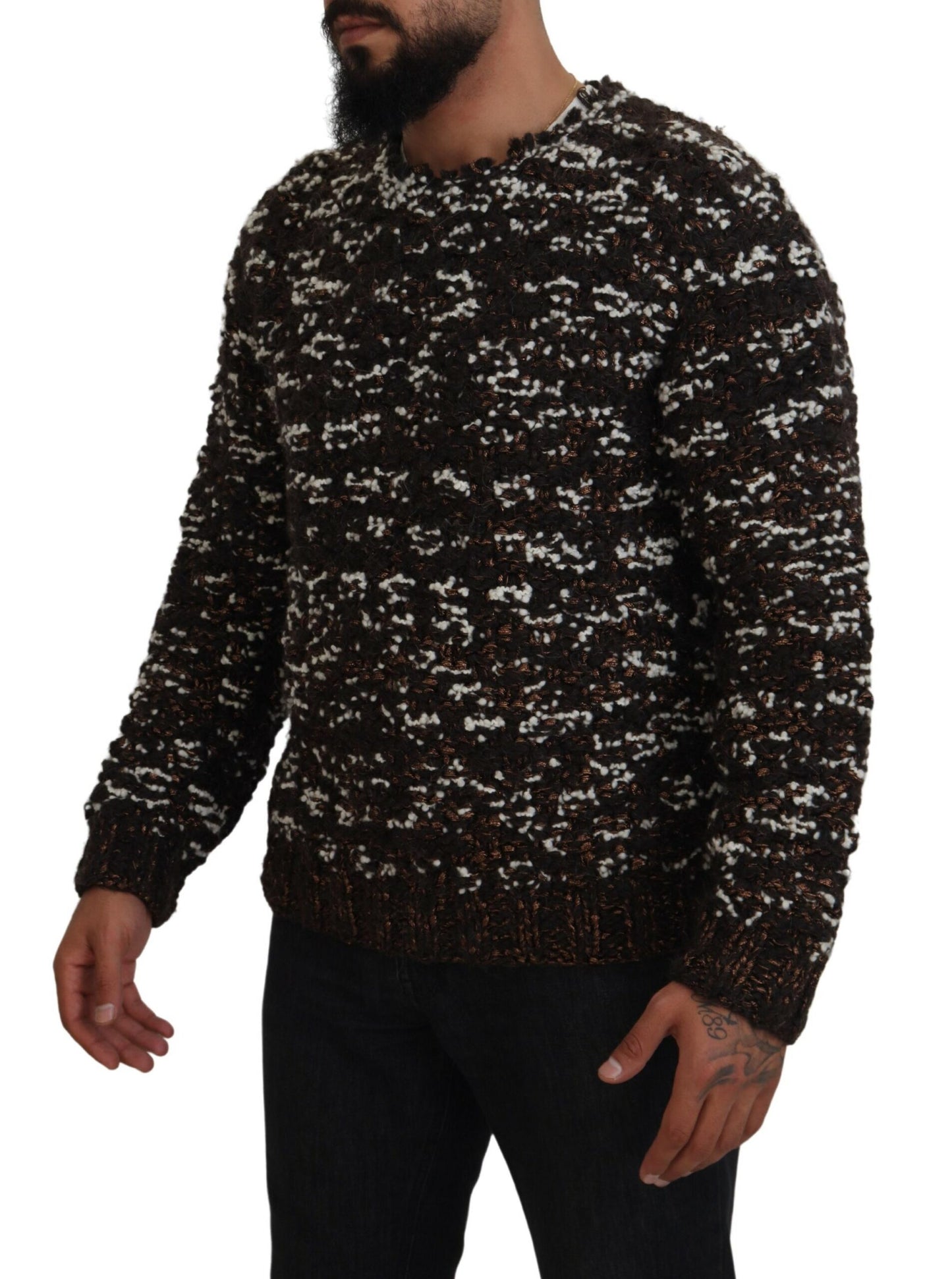 Elegant Bronze Knit Pullover Sweater