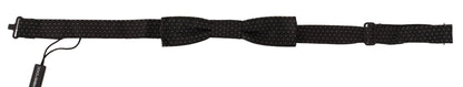 Elegant Black and White Silk Bow Tie