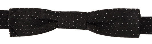 Elegant Black and White Silk Bow Tie