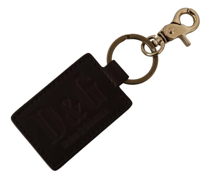 Elegant Unisex Leather Keyring with Gold Detail