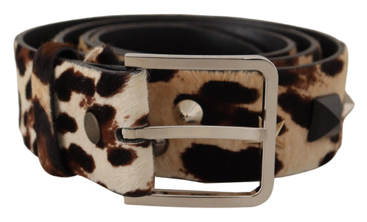 Elegant Leopard Print Leather Belt