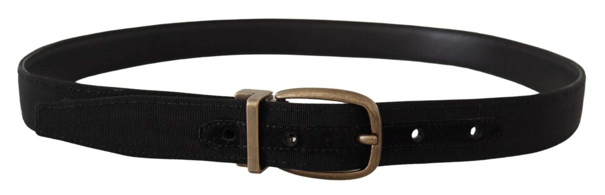 Elegant Grosgrain Leather Belt - Black