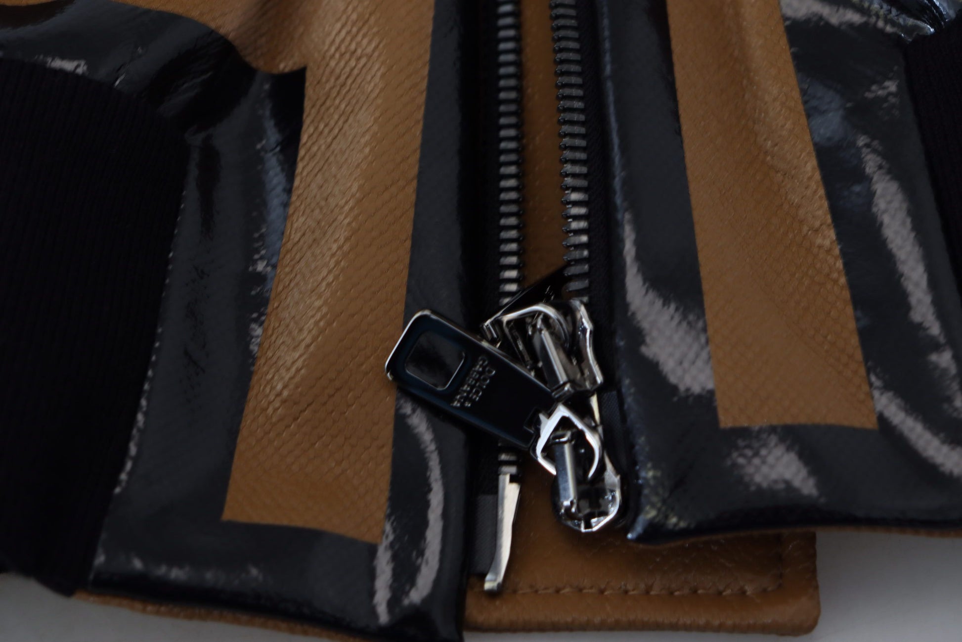 Elegant Dark Camel Zip Blouson Jacket