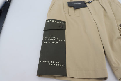 Elegant Beige Cotton Blend Designer Shorts