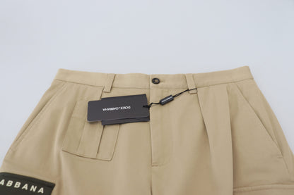 Elegant Beige Cotton Blend Designer Shorts