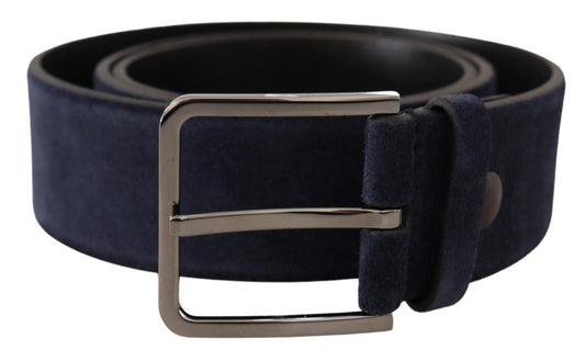 Navy Elegance Velvet Leather Belt