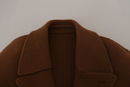 Elegant Double Breasted Brown Jacket