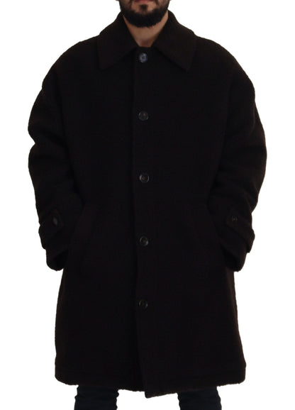 Elegant Black Alpaca Wool Blend Jacket