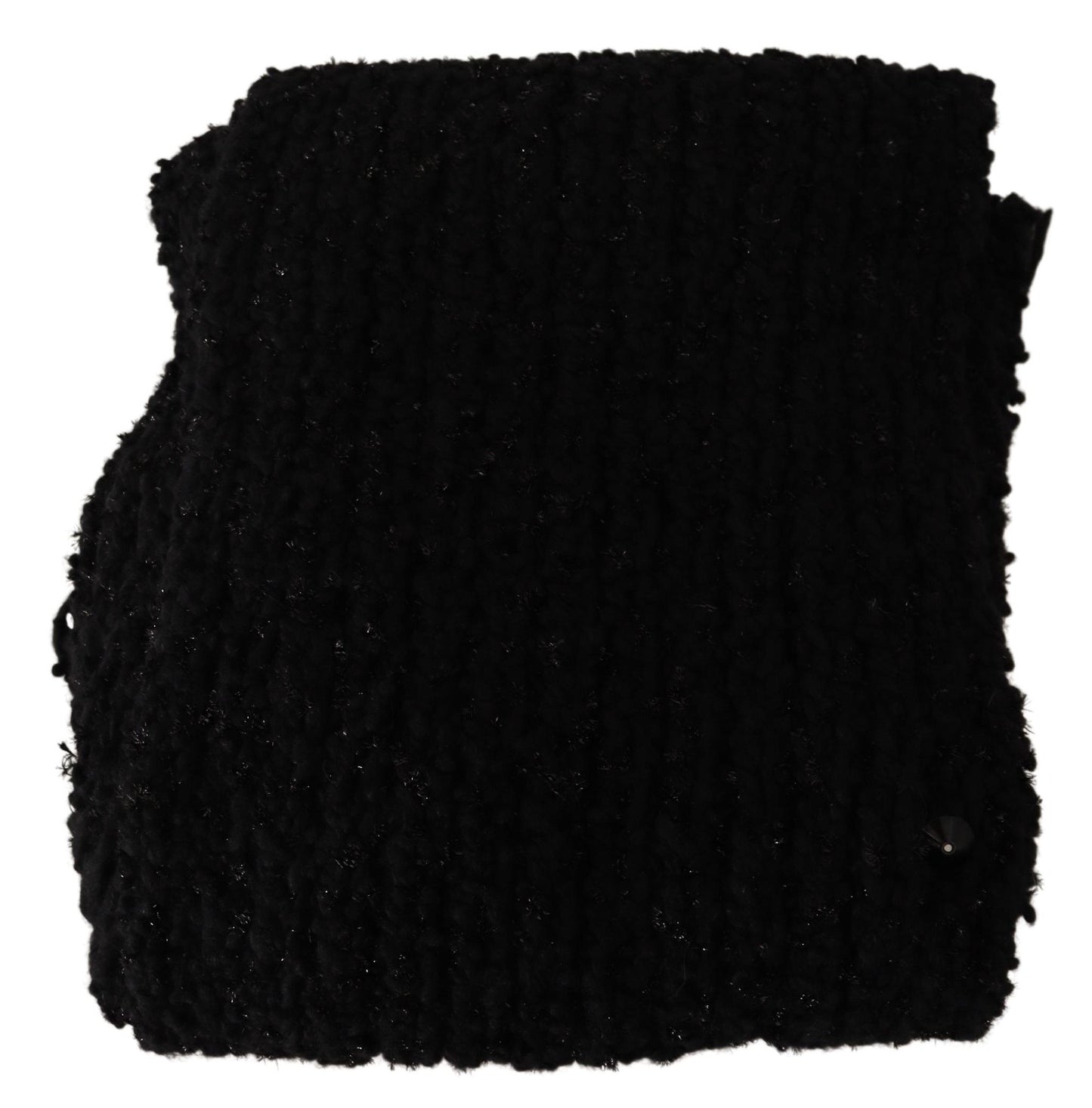 Elegant Black Wool-Blend Designer Scarf